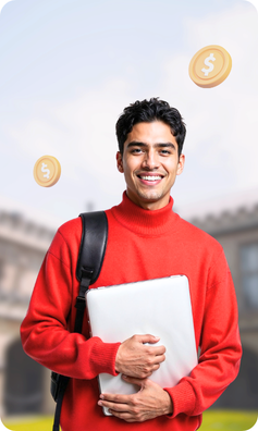 Happy student with loan approval